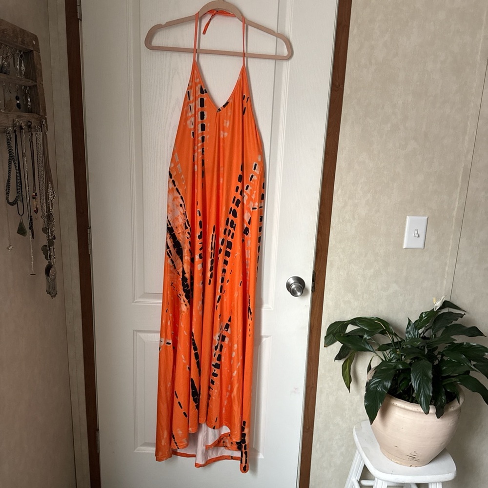 Orange Halter Maxi Dress